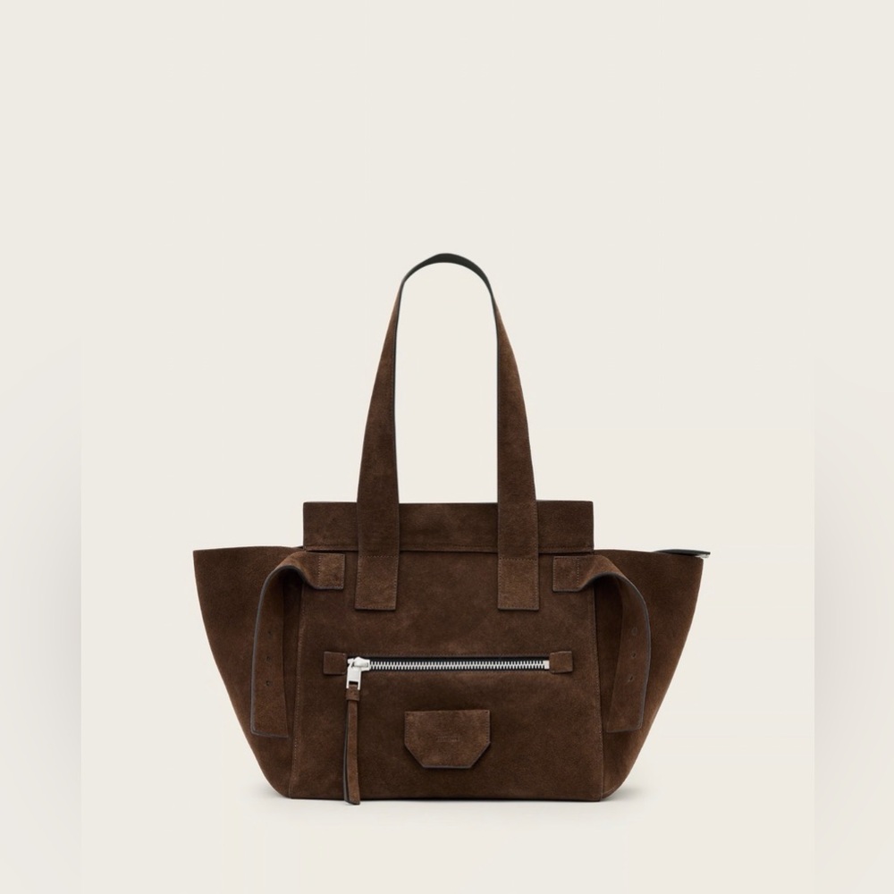 All Saints Dark Brown Suede Tote